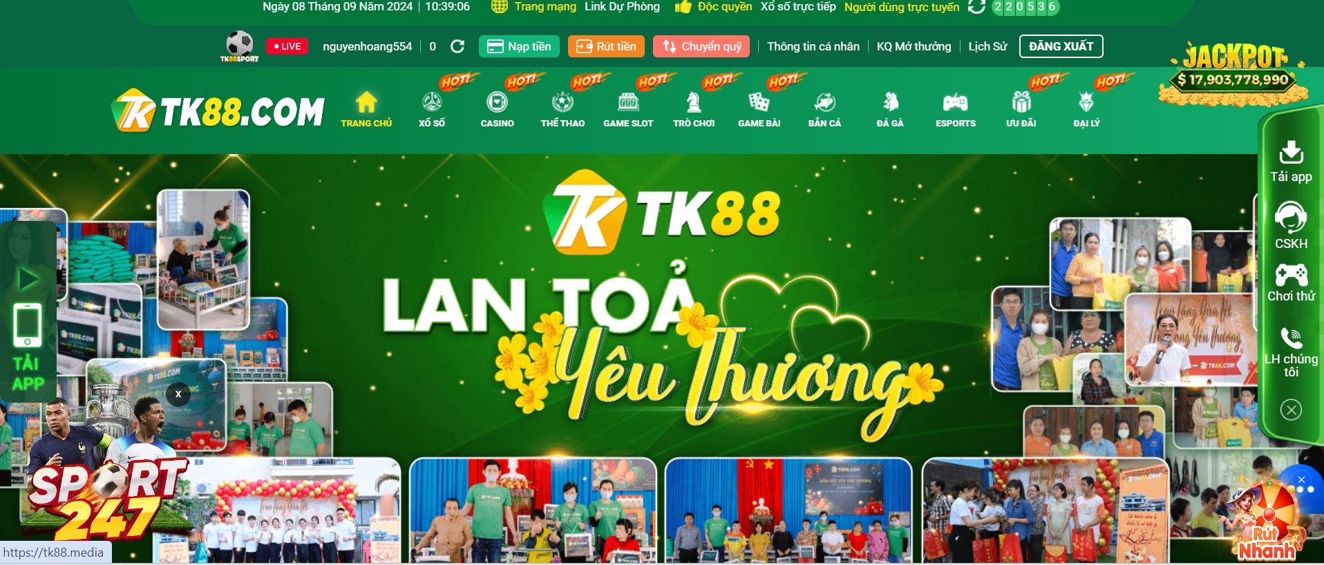 Hoạt động lan tỏa yêu thương từ TK88