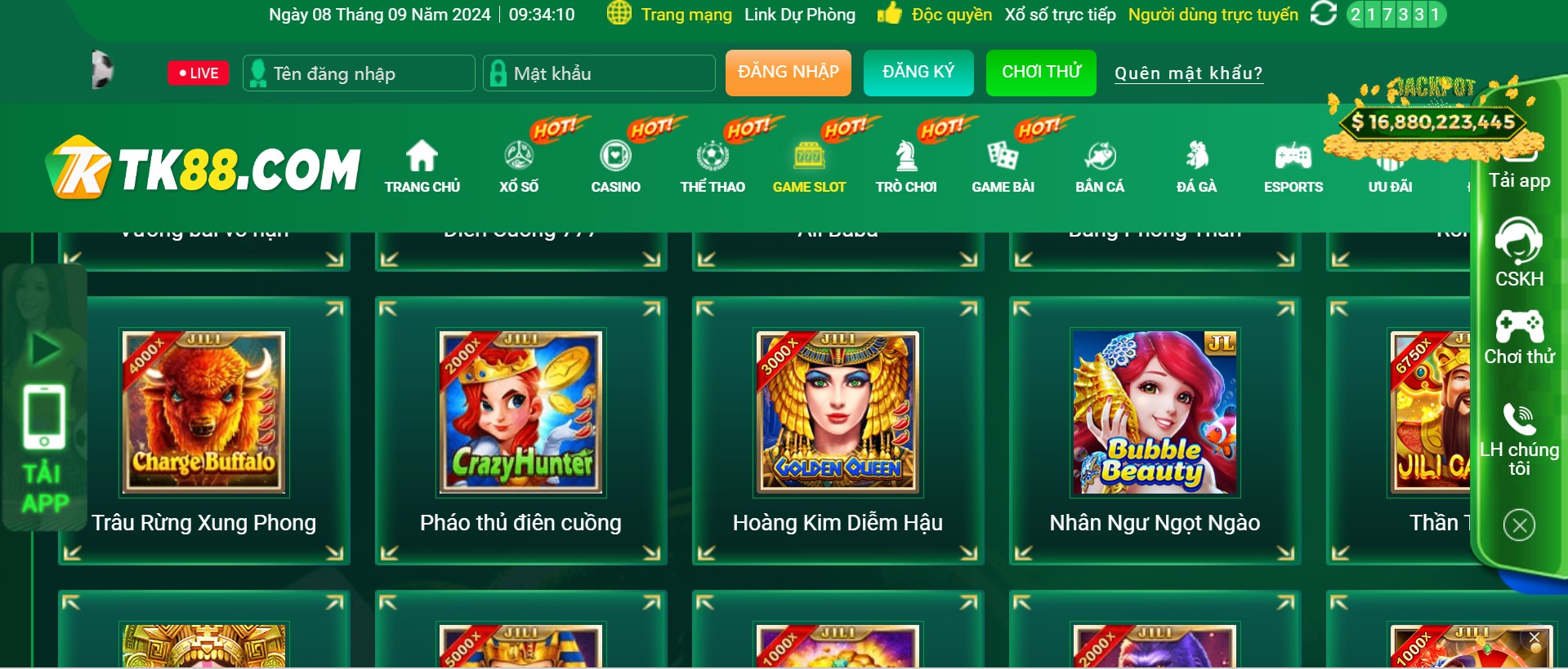 Game slot tại Tk88 có gì đặc biệt